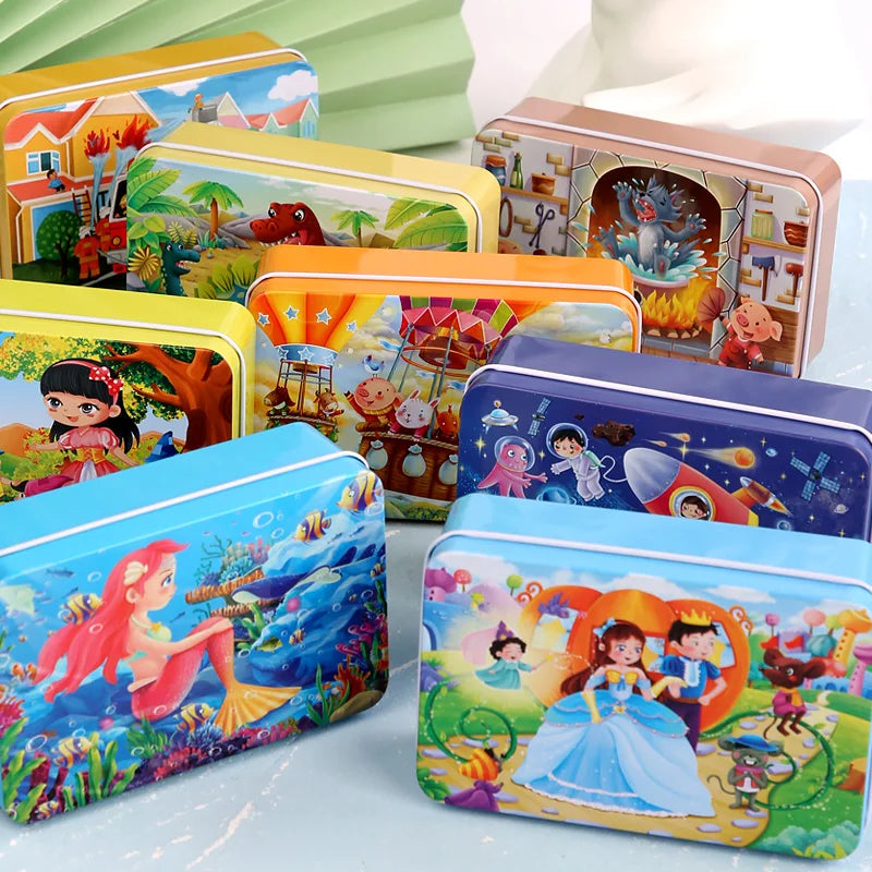 WoodPlay™ – Children 60 Pieces Wooden Puzzle Kids Cartoon Animal Vehicle Wood Toy 6