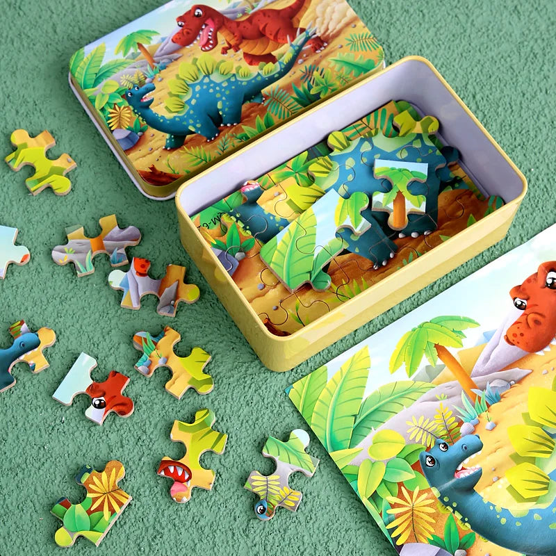 WoodPlay™ – Children 60 Pieces Wooden Puzzle Kids Cartoon Animal Vehicle Wood Toy 5