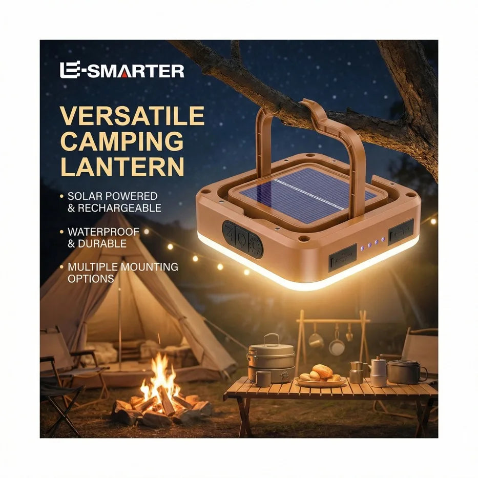 CampGlow™ – Outdoor COB Camping Solar Lamp Portable Rechargeable Hanging Light