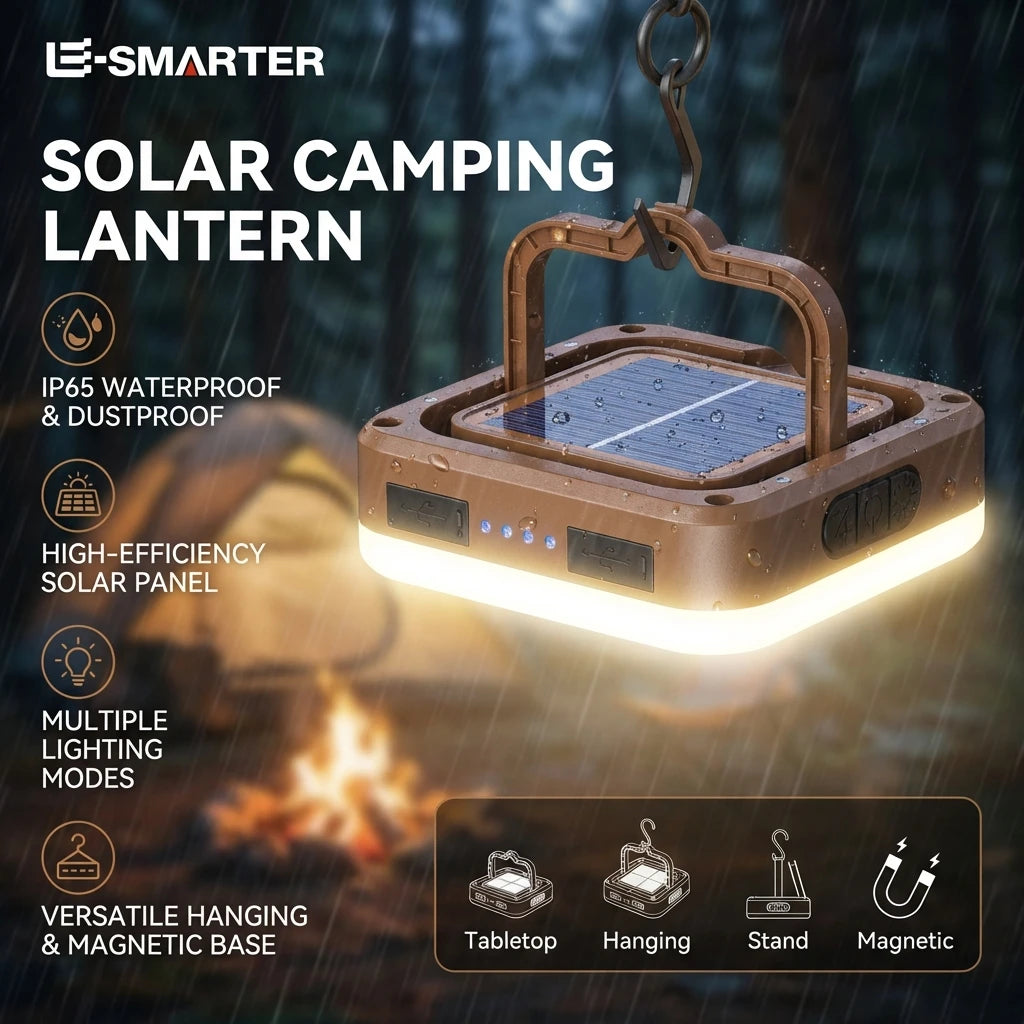 CampGlow™ – Outdoor COB Camping Solar Lamp Portable Rechargeable Hanging Light 6