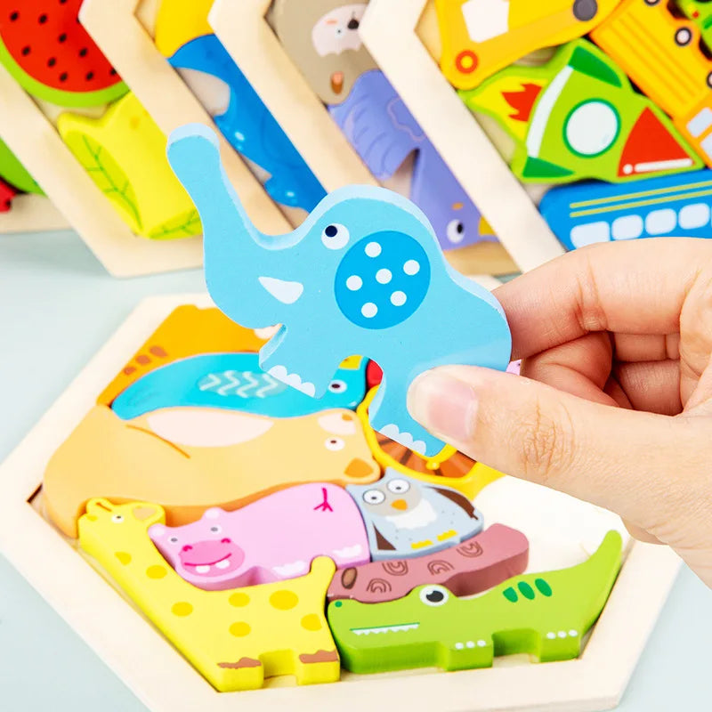 WoodPlay™ – Baby toy Wooden jigsaw Puzzle Creative 3D Puzzle for Children's 4