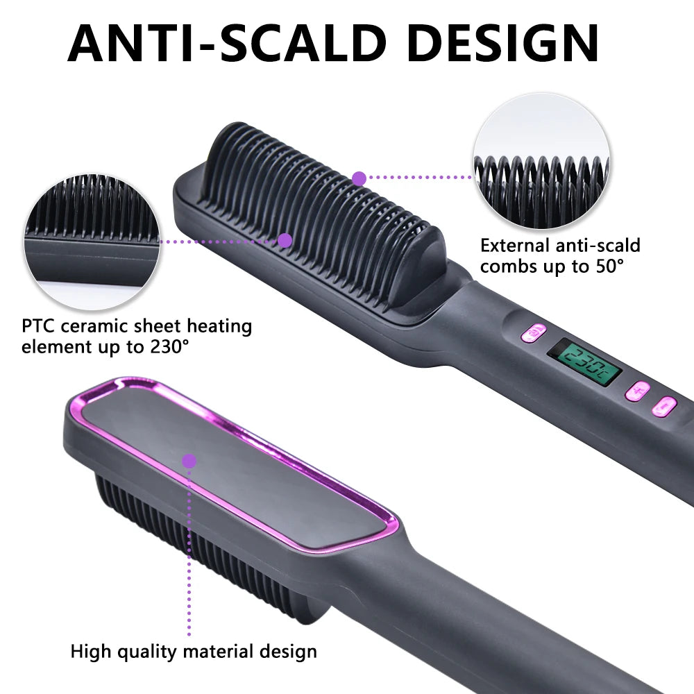 SleekBrush™ – Electric Hot Comb Multifunctional Straight Hair Straightener Comb Negative 2