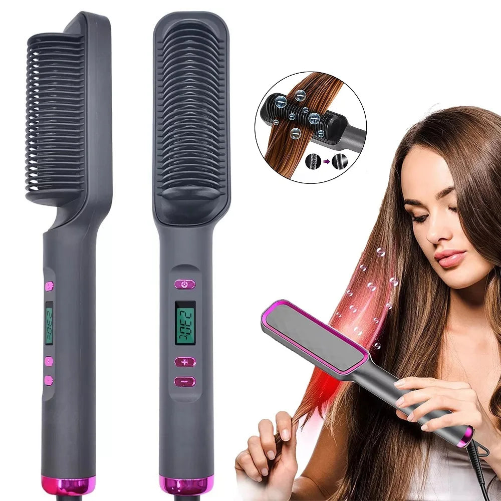 SleekBrush™ – Electric Hot Comb Multifunctional Straight Hair Straightener Comb Negative