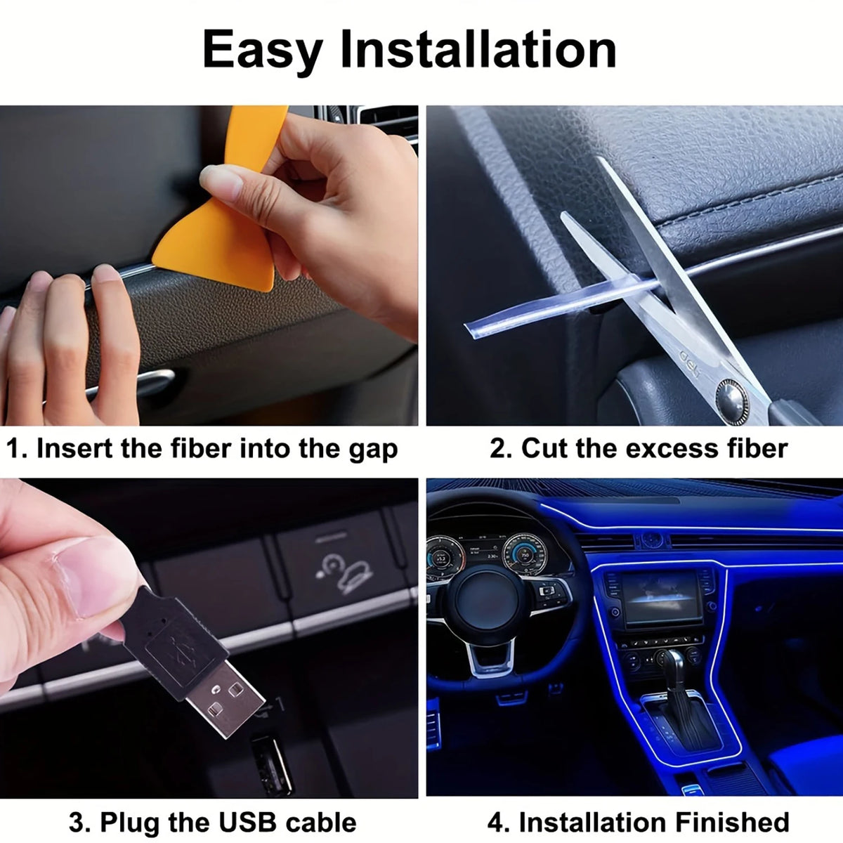 NeonRide™ – 5m Neon LED Car Interior Lighting Strips 5V DIY Flexible EL Cold Light Line 4
