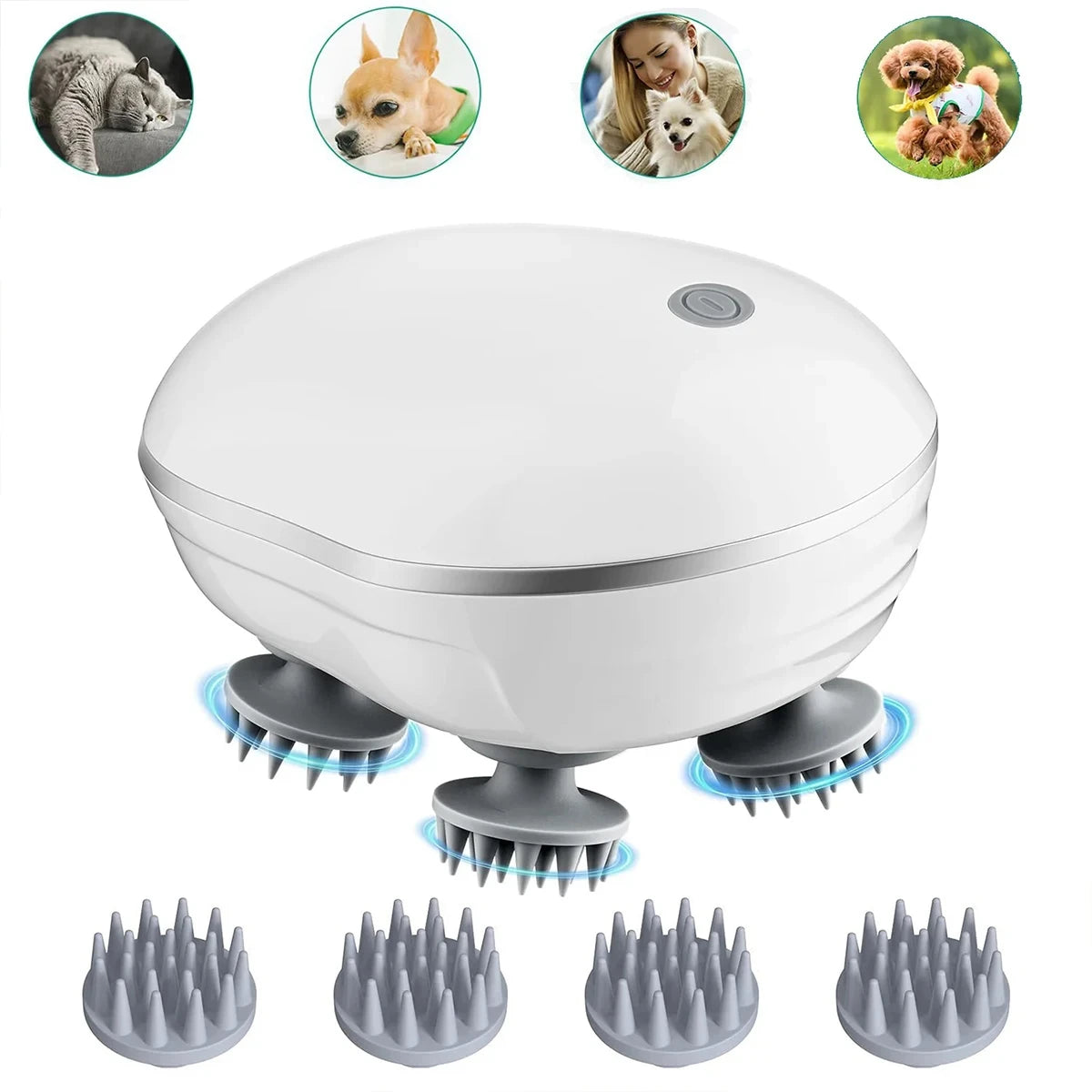 ScalpSpa™ – 2-in-1 Electric Scalp Cleaner & Pet Massager – Deep Vibration Brush for 4