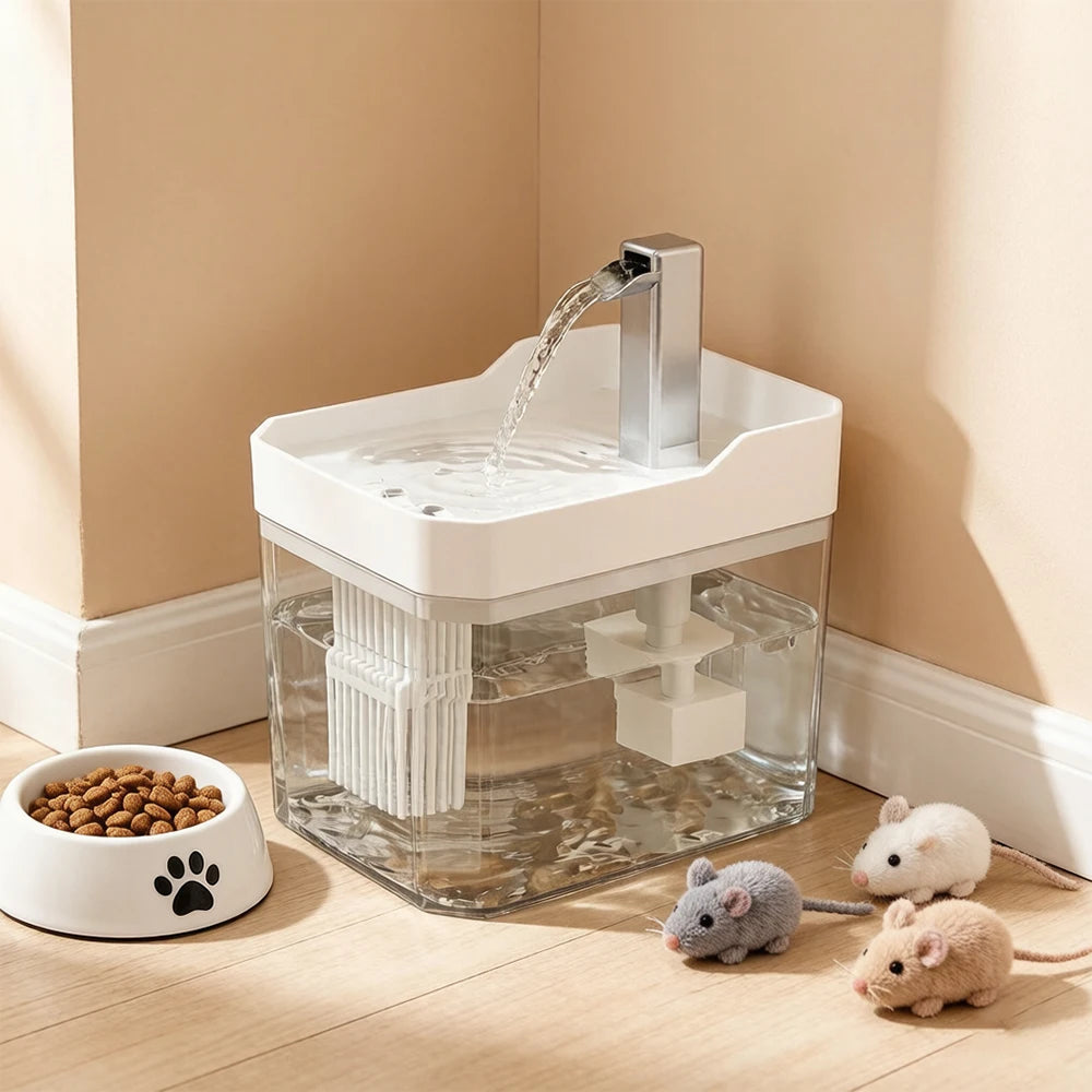 PurrFlow™ – Cat Water Fountain with Auto Filter Transparent Anti-Dry Burning
