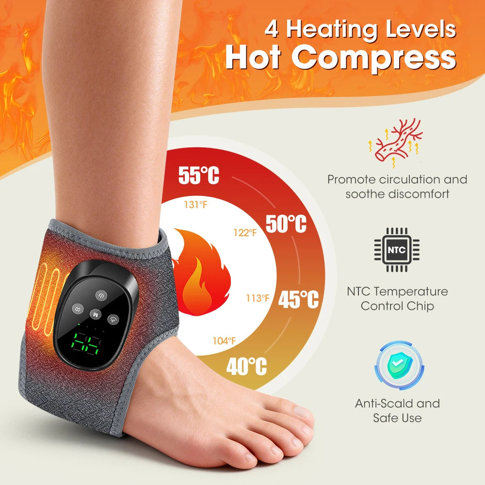 FootEase™ – Electric Foot Massager Heated Vibration Cordless Ankle Wrap Portable Leg 2