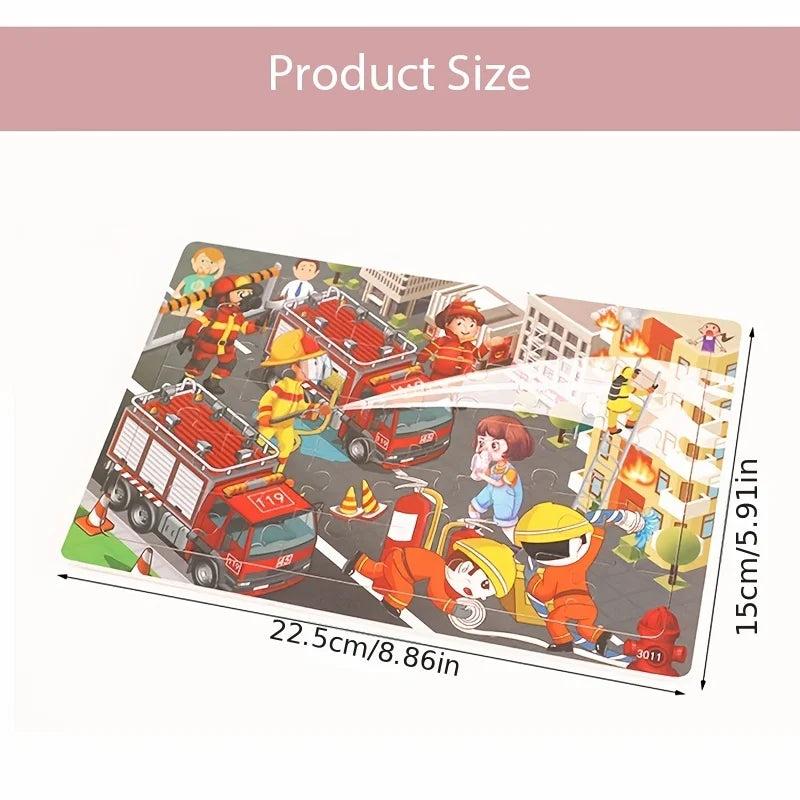 WoodPlay™ – 30 Pieces Wooden Jigsaw Puzzle Kids Cartoon Animal Vehicle Puzzles Games 6