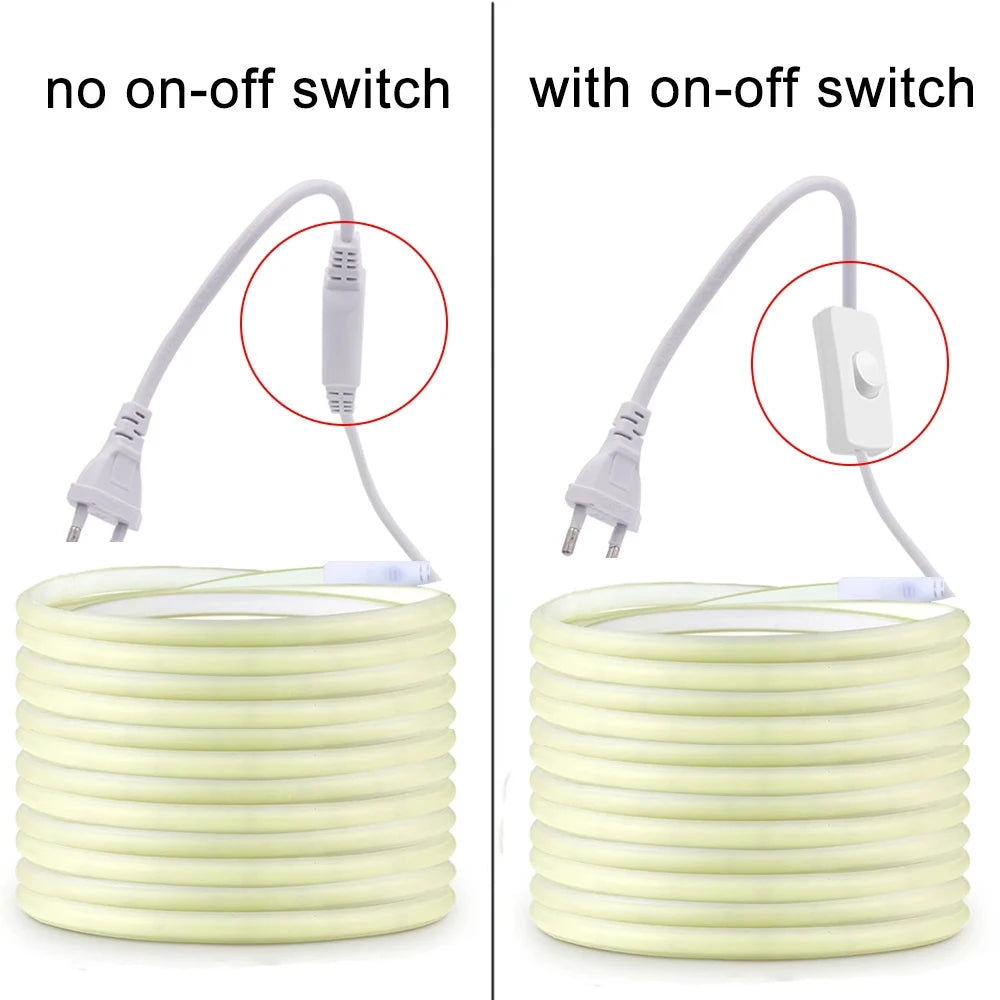 GlowStrip™ – 220V Led Strip with ON/OFF Switch Waterproof COB LED Strip 220V Flexible 4
