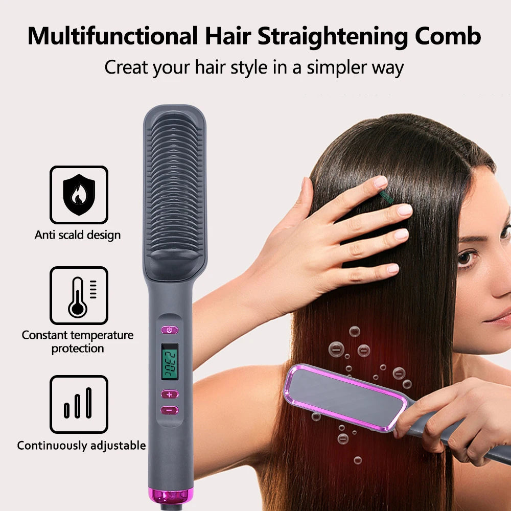 SleekBrush™ – Electric Hot Comb Multifunctional Straight Hair Straightener Comb Negative 4