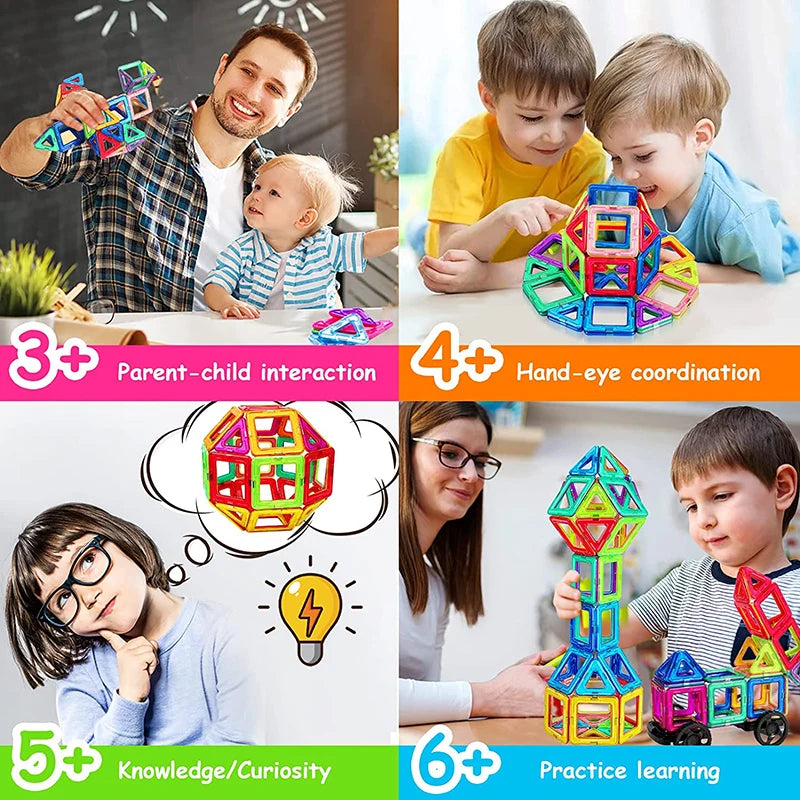 MagniBlocks™ – Magnetic Building Blocks Big Size and Mini Size DIY Magnets Toys for Kids 2