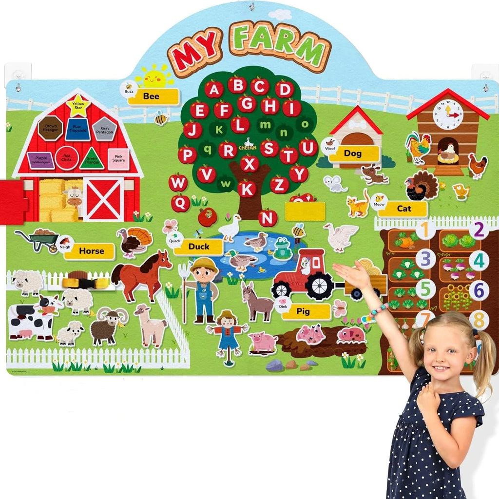 BusyBox™ – Montessori Toy Solar System Felt Story Busy Board Set for Toddlers Farm 4