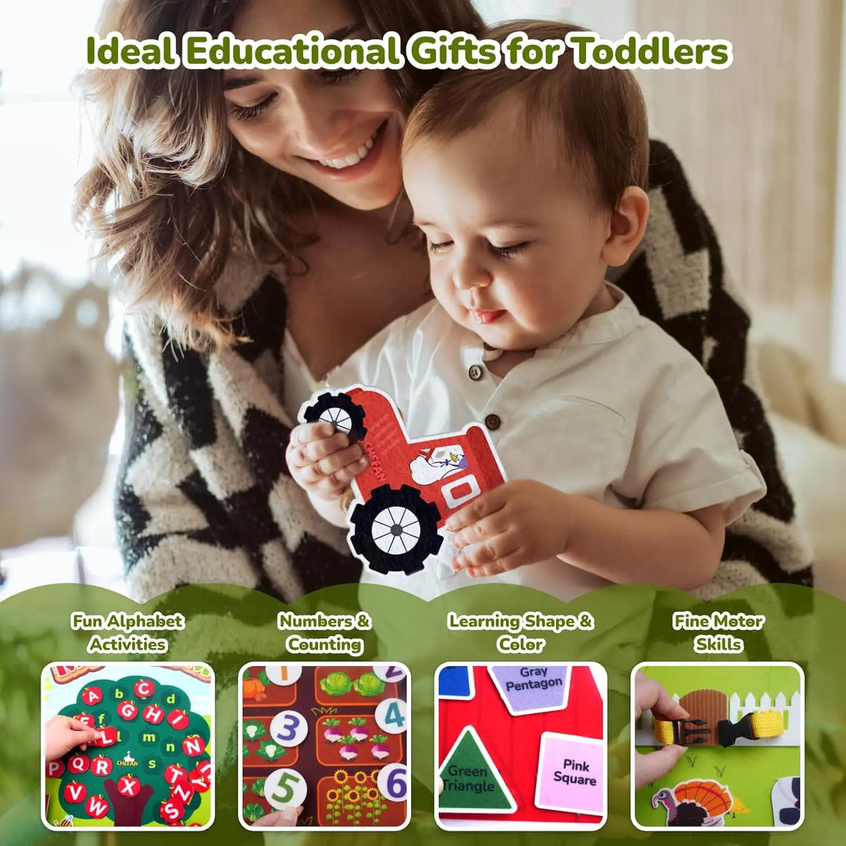 BusyBox™ – Montessori Toy Solar System Felt Story Busy Board Set for Toddlers Farm 5