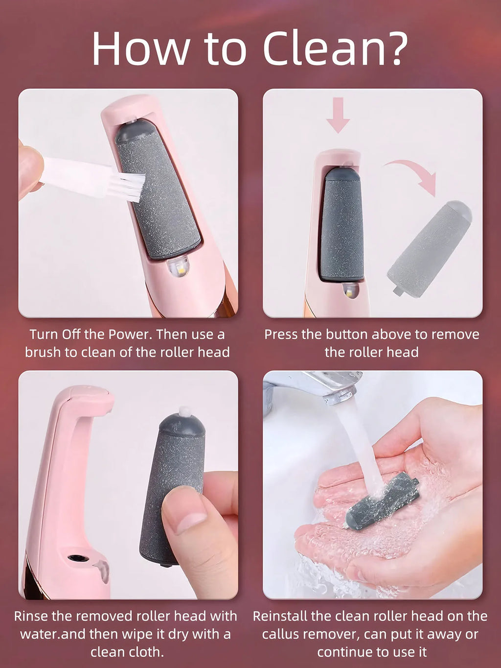 SmoothStep™ – Cordless Rechargeable Electric Callus Remover, Foot File for Dry Coarse 5