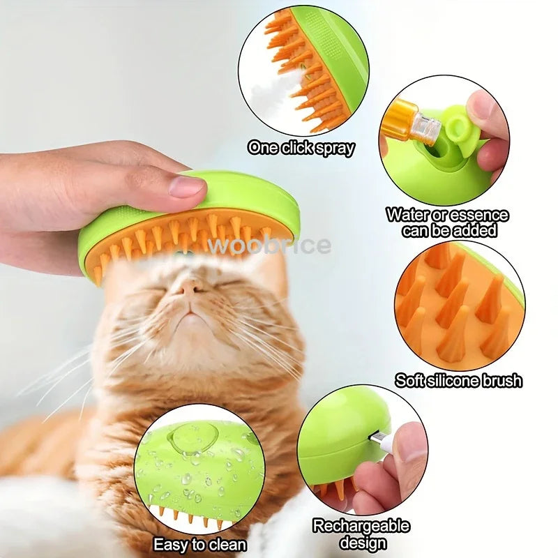 SteamBrush™ – Electric Dog Steamer Brush Grooming 3 in 1 Dog Steam Brush Pet Remove 5
