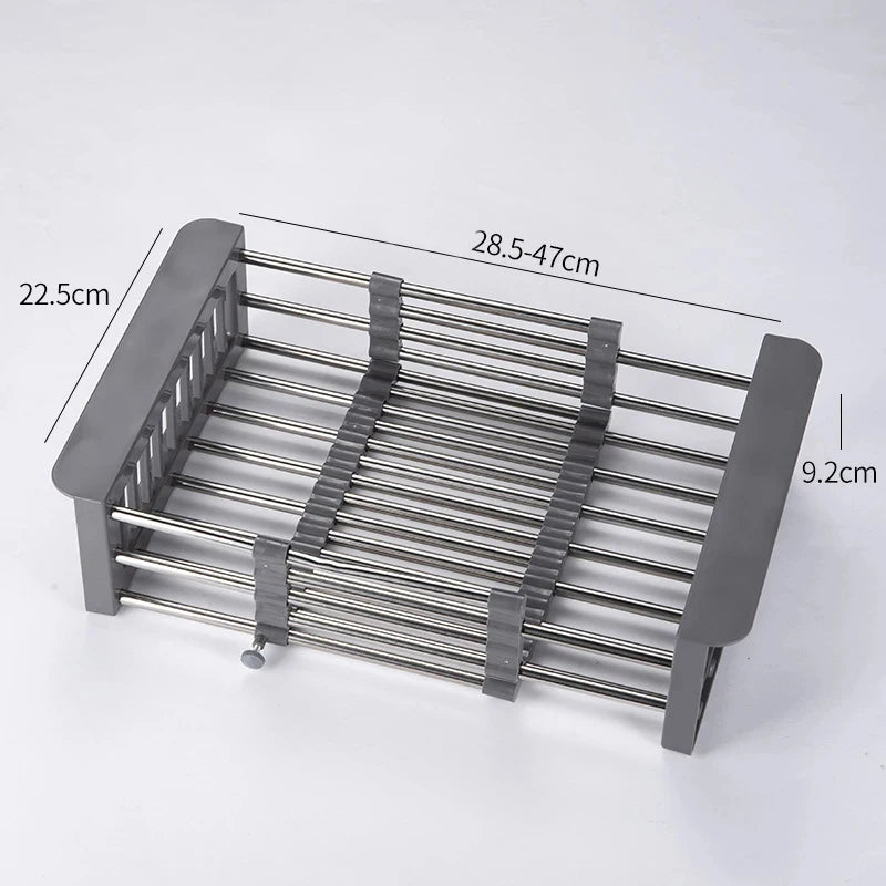SinkTidy™ – Roll Up Triangle Dish Drying Rack Foldable Stainless Steel Kitchen Sink 6