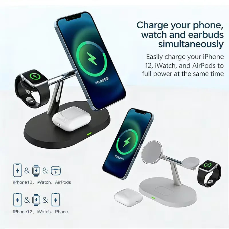 ChargeHub™ – 3 in 1 Magnetic Wireless Charger Stand for Magsafe iPhone 16/15/14/13/12 4