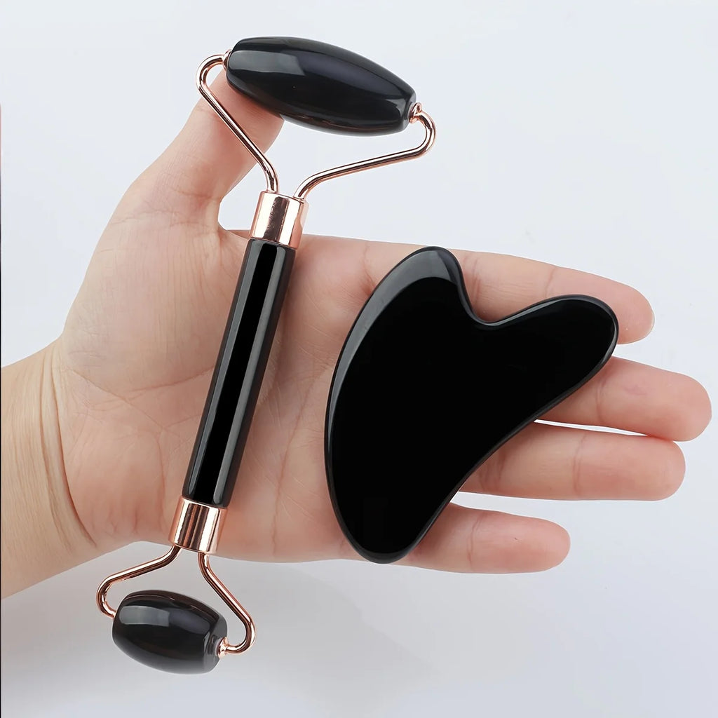 FrostGlow™ – 3Pcs Ice Face Roller Gua Sha Tool Set Portable Household Facial Massage 6