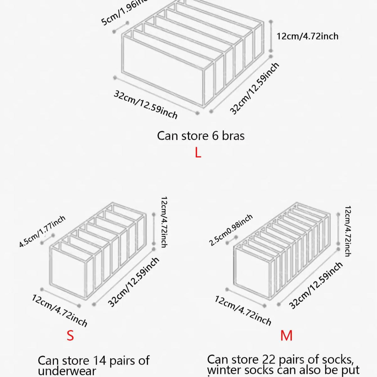 TidyBox™ – Closet Organizer for Socks Home Separated Underwear Storage Box 7/9/11 6