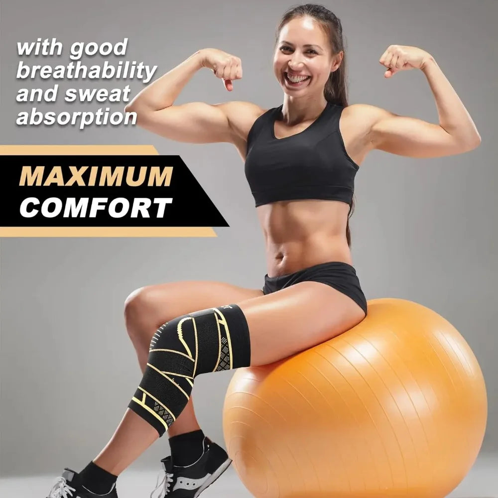 KneeGuard™ – Copper Knee Brace with Strap Support Knee Pain Relief Joint Pain Relief for 3