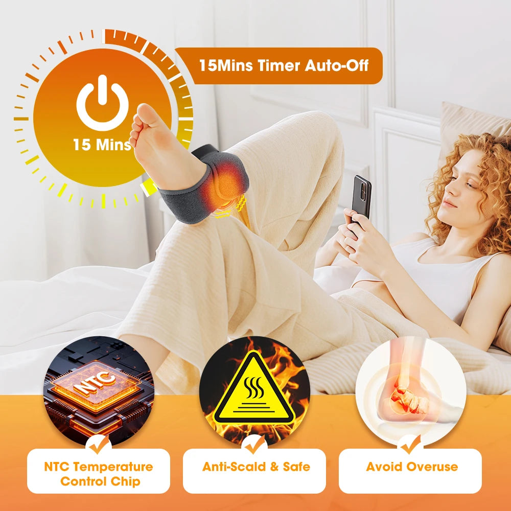 FootEase™ – Electric Foot Massager Heated Vibration Cordless Ankle Wrap Portable Leg 5