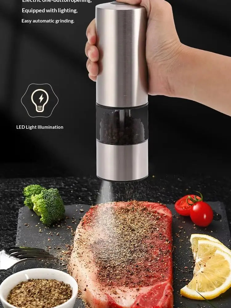 GrindEase™ – Automatic Stainless Steel Salt & Pepper Mill Set 2