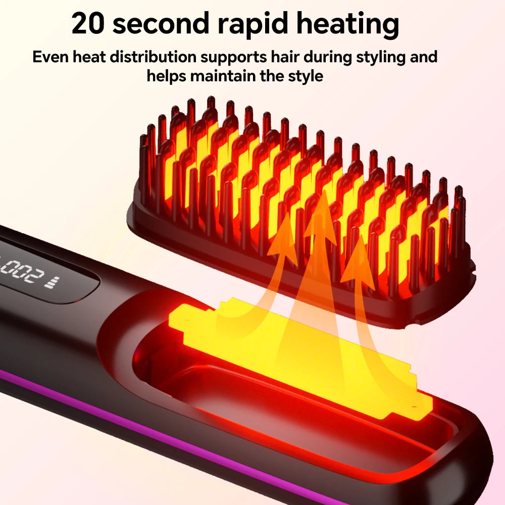 SleekBrush™ – Cordless Rechargeable Hair Straightener Brush, Negative Ions Hair 4