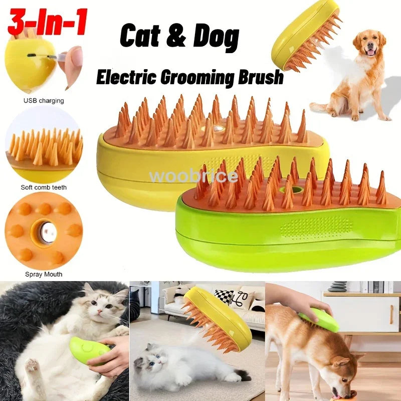 SteamBrush™ – Electric Dog Steamer Brush Grooming 3 in 1 Dog Steam Brush Pet Remove