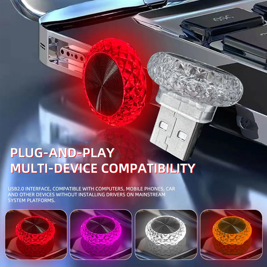 NeonRide™ – 1x RGB Car USB Ambient Light Mini LED Decorative Atmosphere Lamps For Auto