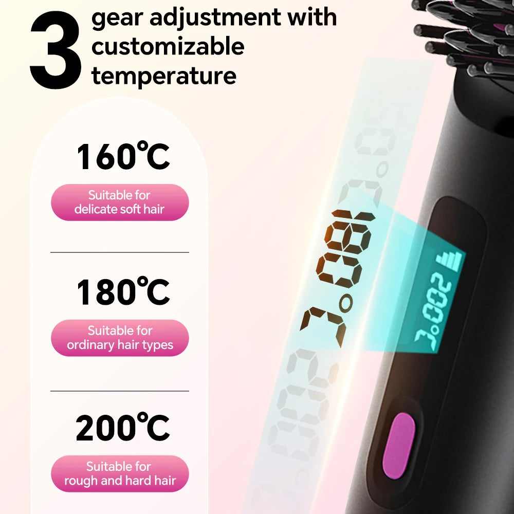 SleekBrush™ – Cordless Rechargeable Hair Straightener Brush, Negative Ions Hair 5