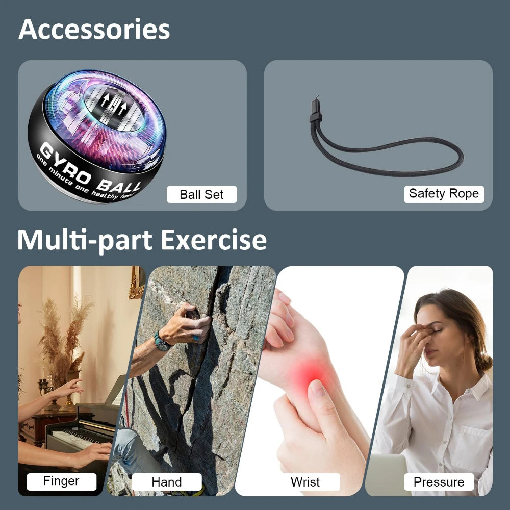 GripPro™ – Wrist Power Hand Ball Auto-Start Grip Ball Strengthener Gyroscopic Arm Gyro 2