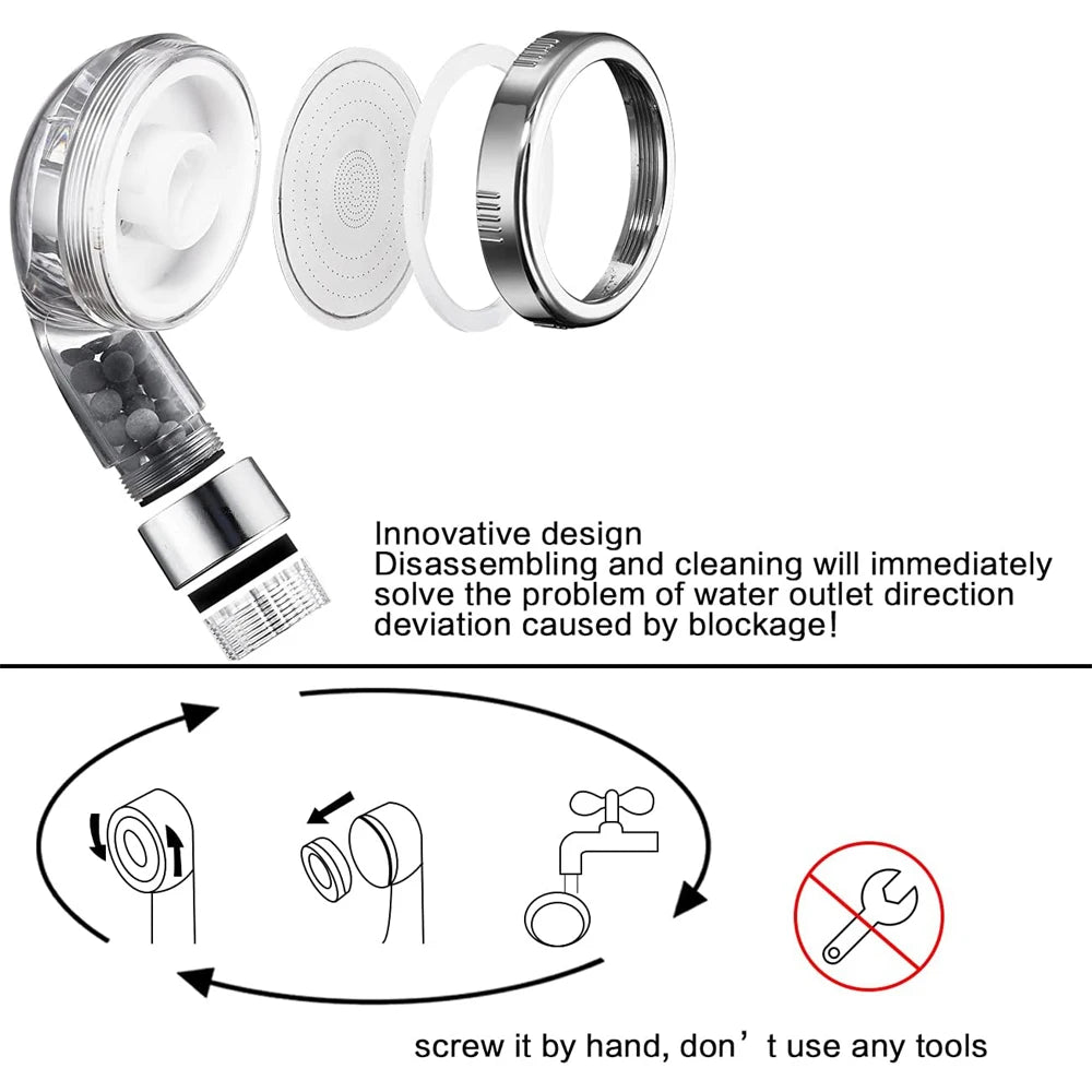 RainBoost™ – Filtered Shower Head ABS High Pressure Water Saving Spray Handheld Clear 2