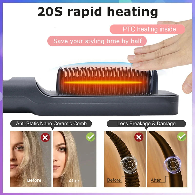 SleekBrush™ – Electric Hot Comb Multifunctional Straight Hair Straightener Comb Negative 5