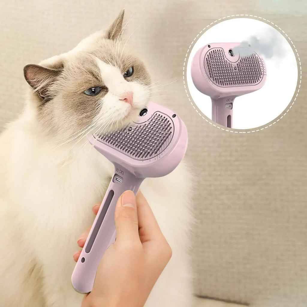 SteamBrush™ – Steamy Dog Brush Electric Spray Cat Hair Brush 3 in1 Dog Steamer Brush for 4