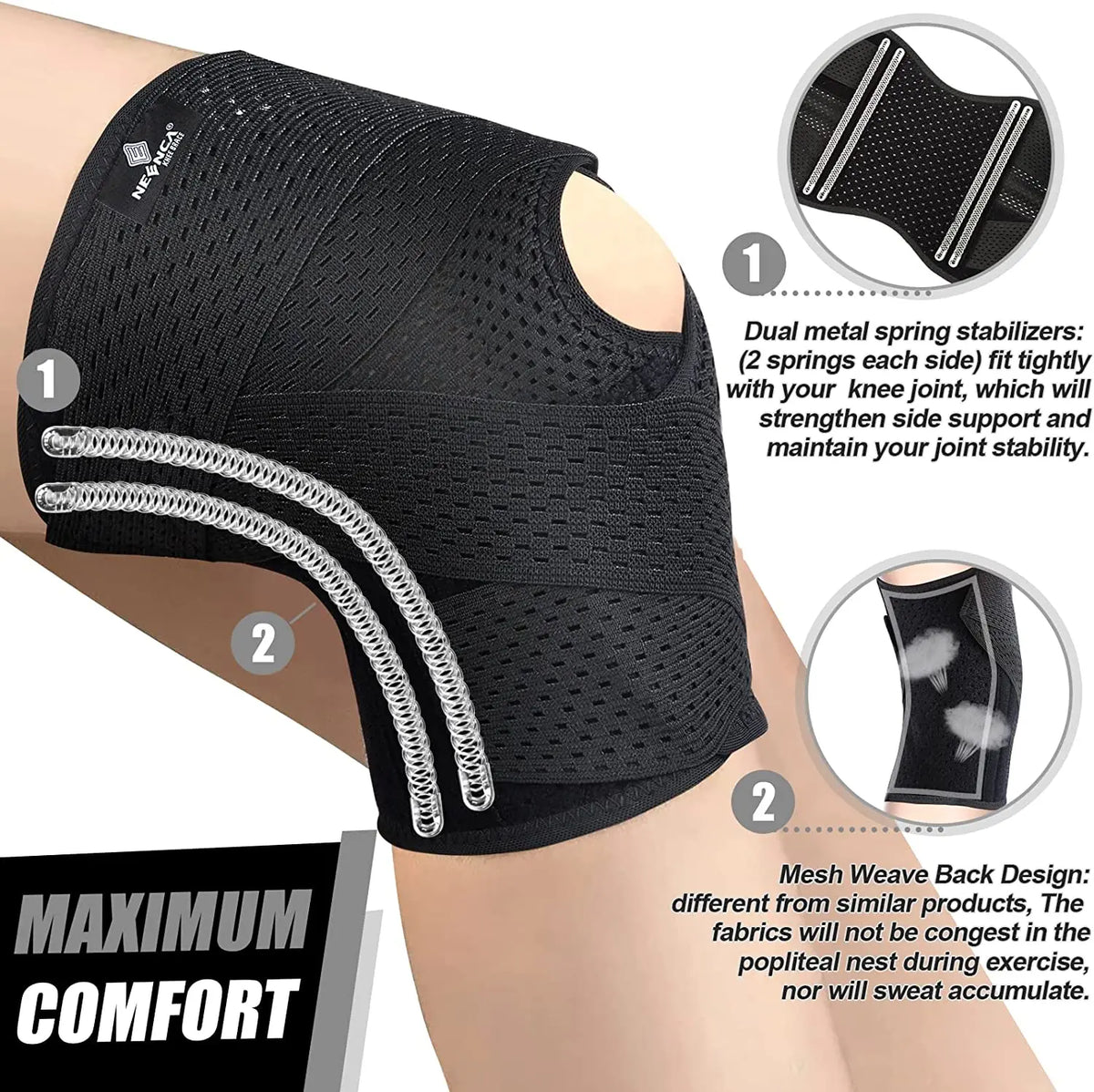 KneeGuard™ – NEENCA Knee Brace for Knee Pain Compression Knee Support with Air Mesh 3