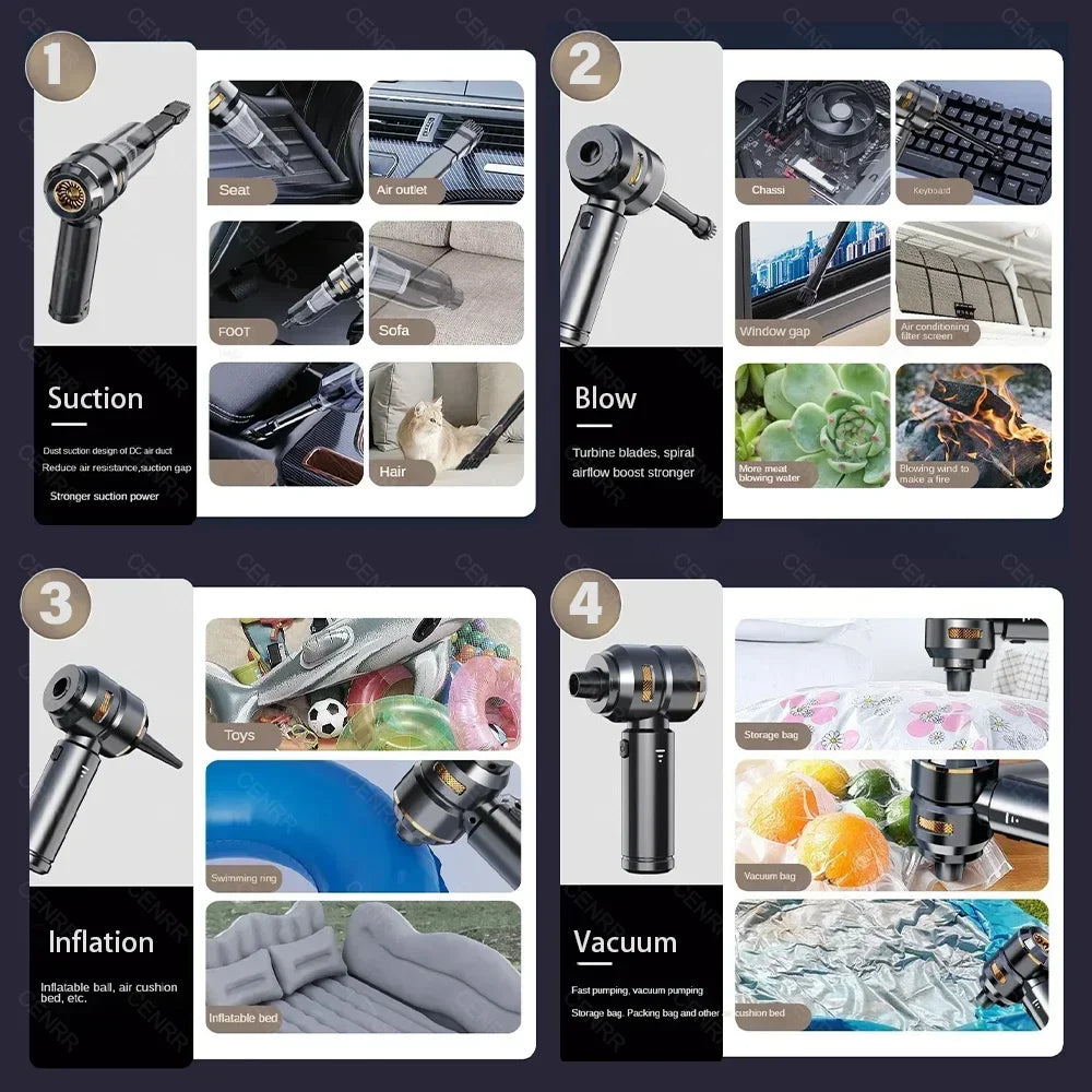 TurboVac™ – 998,000Pa High-Power Cordless Car Vacuum Cleaner 6