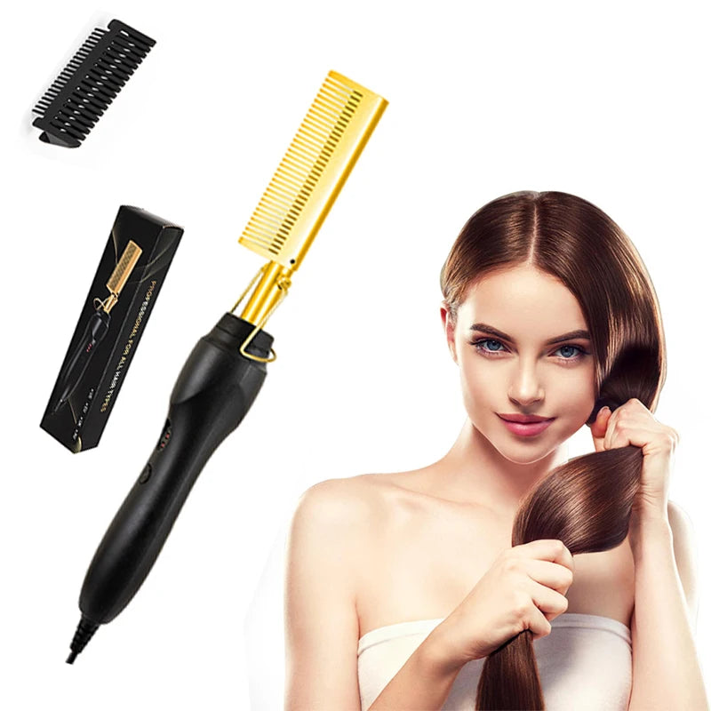 SleekBrush™ – 2-In-1 Straight Hair Comb Portable Fast Heating Copper Straight Hair Comb