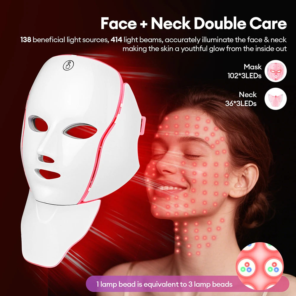 GlowMask™ – Face Neck Beauty Mask 7 Colors Light LED Mask Photon Red Light Facial Skin 3