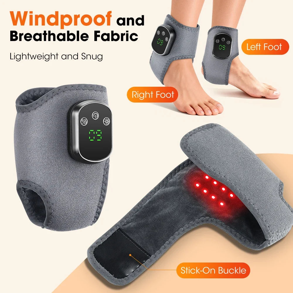 FootEase™ – Red Light Ankle Brace 5 Heat Levels 3 Vibration Modes 40 LEDs Infrared 6