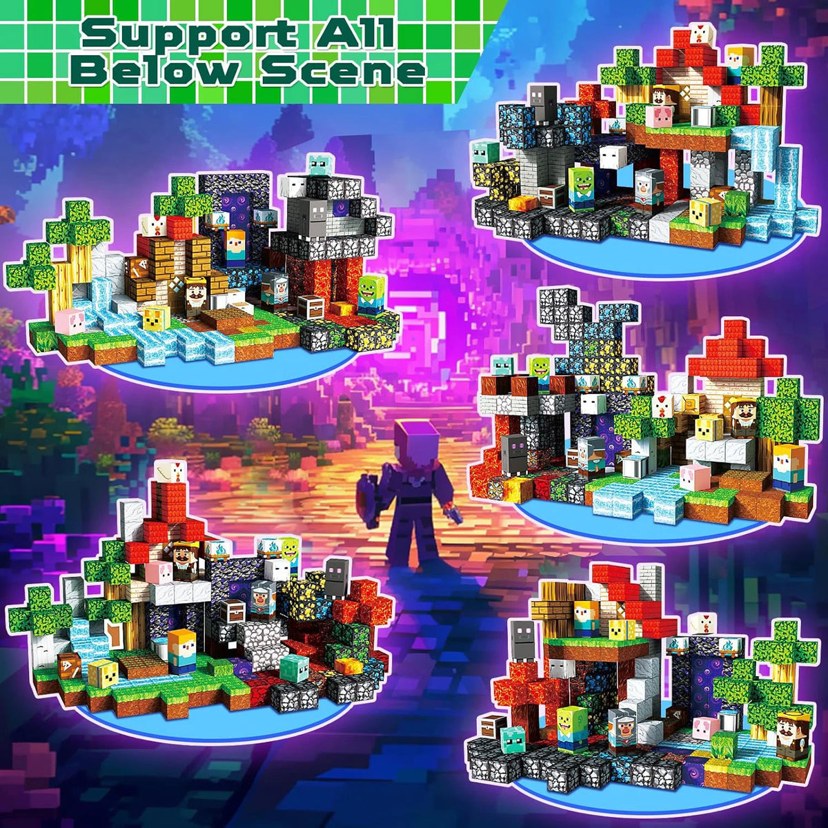 MagniBlocks™ – 100-300pcs Magnetic Tiles Building Blocks Set,My World Figures Bricks, STEM 2