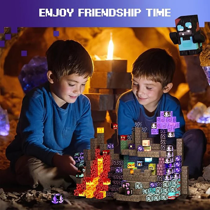 MagniBlocks™ – 100-300pcs Magnetic Tiles Building Blocks Set,My World Figures Bricks, STEM 5