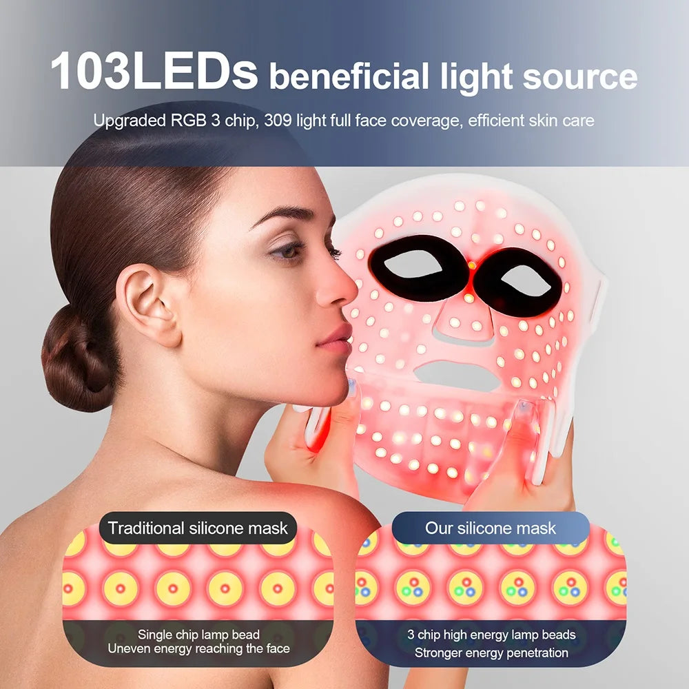 GlowMask™ – Silicone LED Mask Face With Neck 7 Colors LED Light Photon Therapy Anti 3