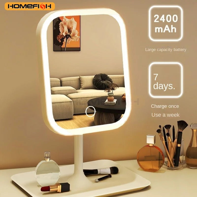 LumiMirror™ – Niche Modern Desktop Vanity Mirror 3 Color Light LED Makeup Mirror Touching 5