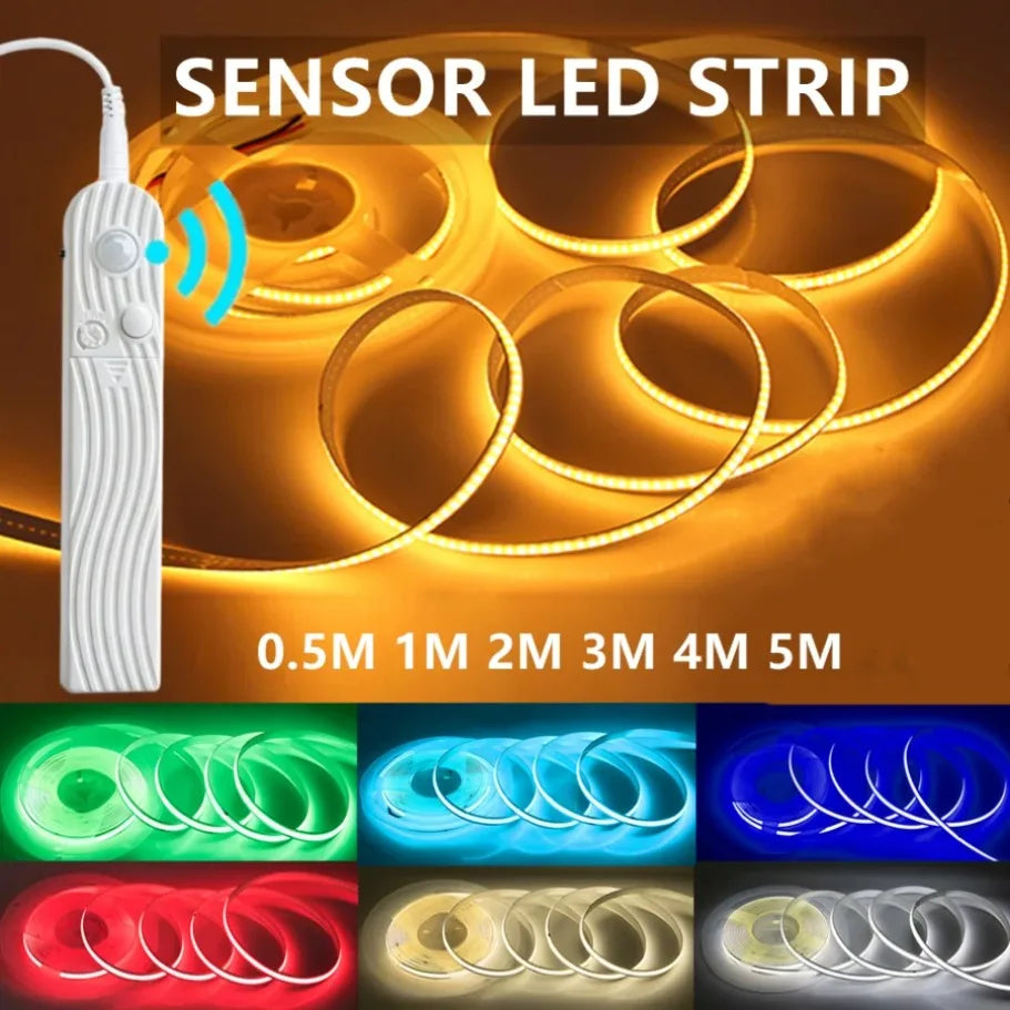 LumiBar™ – Dual Mode Adjustable 5V COB LED Strip Motion Sensor Night Light, Smart 5