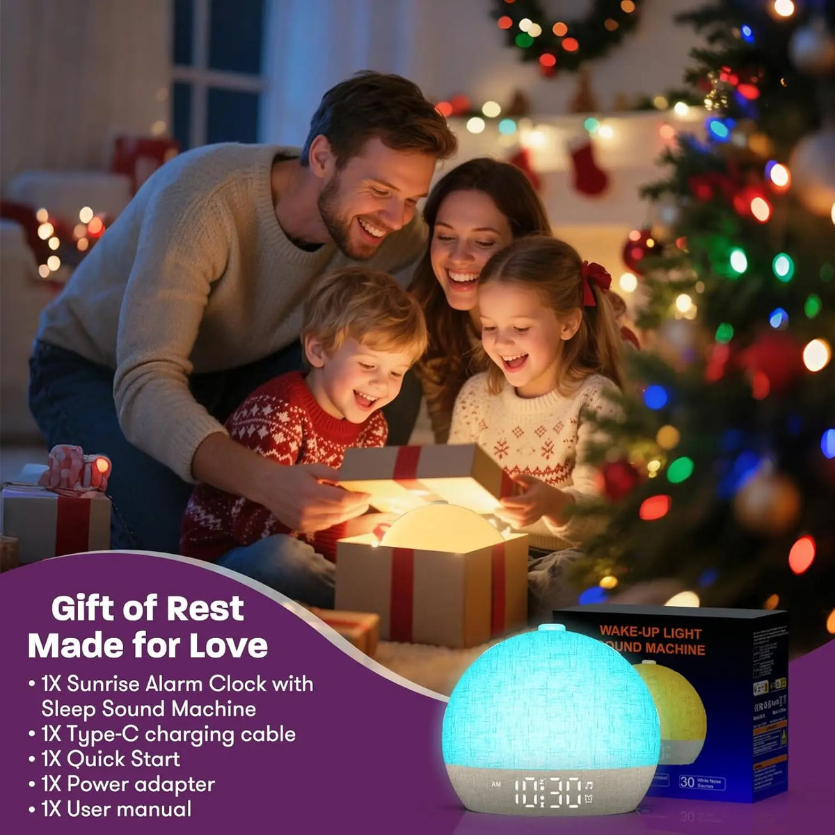 SunRise™ – Wake Up Light Sunrise Alarm Clock Timer 30 White Noise Sound Machine 6