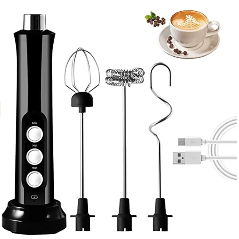 LatteMaster™ – 3-in-1 Rechargeable Milk Frother & Foam Maker