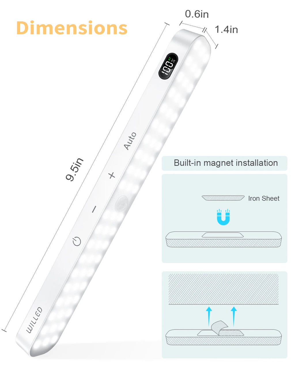 GlowSense™ – WILLED Motion Sensor Cabinet Light Battery Display 60 LED Touch Light Bar 6