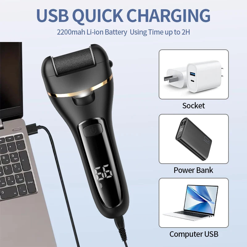 SmoothStep™ – Rechargeable Electric Foot Grinder - USB Powered Callus Remover with 6