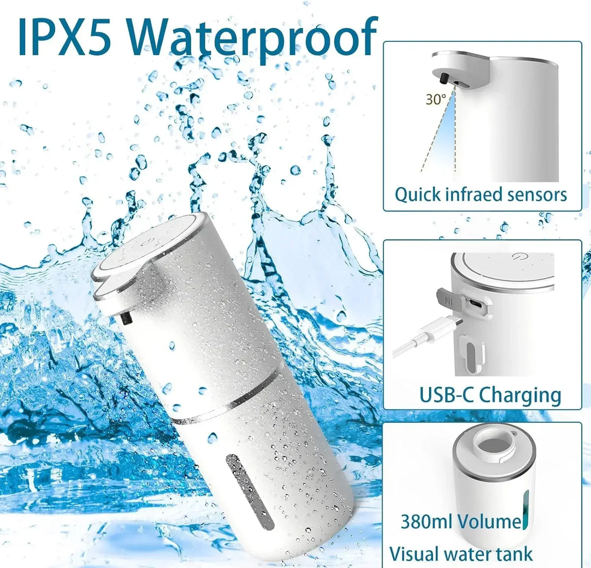 CleanTouch™ – Automatic Liquid/Foma Soap Dispenser, Touchless Electric Dispenser, USB 4