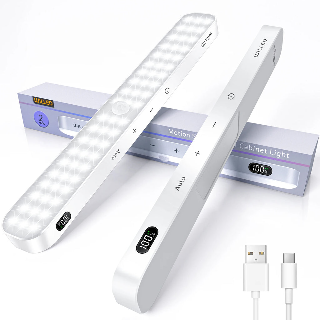 GlowSense™ – WILLED Motion Sensor Cabinet Light Battery Display 60 LED Touch Light Bar